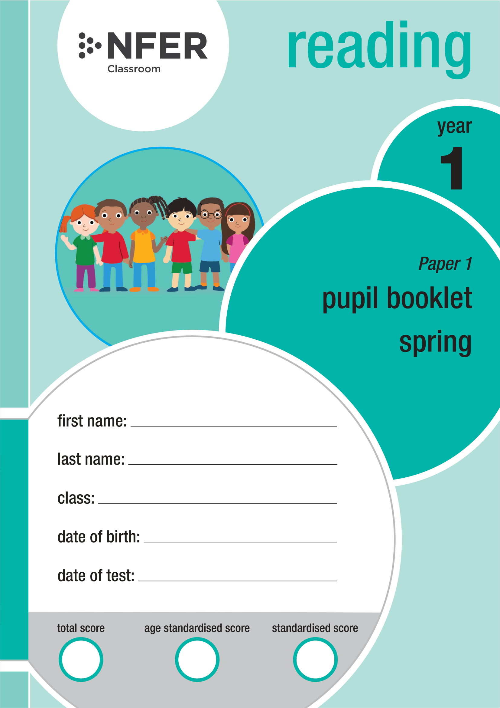 Front cover of Year 1 Spring Reading paper 1 pupil answer booklet